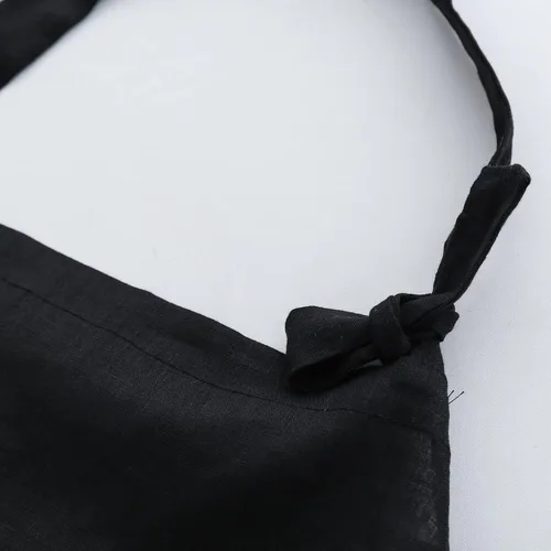 Vista 4 de Amazhiyu Delantal de cocina de lino puro con bolsillos para mujeres y hombres, cocinero, barbacoa, manualidades
