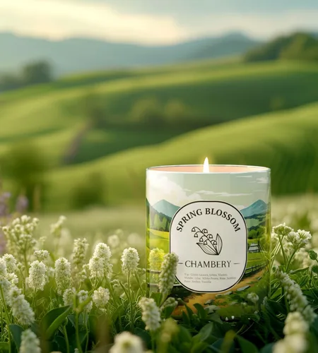 Vista 6 de Velas CHAMBERY Primavera en Flor Vista del Campo de Nueva Inglaterra Fragancia Floral Ligera Perfecta para Primavera Ideal para Regalo del Día