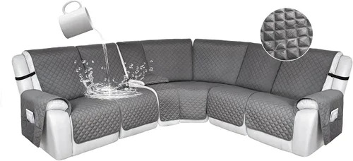 Vista 104 de HDCAXKJ Fundas de sofá seccional reclinable 100% impermeable, forma de L, funda de sofá reclinable lavable acolchada suave para mascotas, perro