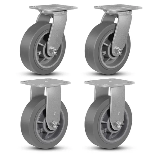 Vista 31 de Ruedas giratorias resistentes de 4 pulgadas, rueda de goma industrial, ruedas giratorias con freno, paquete de 1 con capacidad de hasta 600 libras