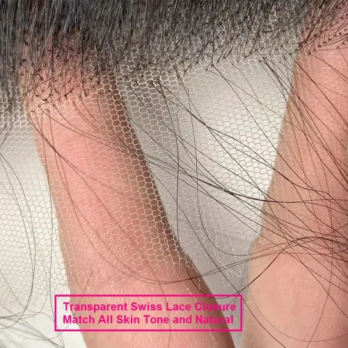 Vista 5 de Cabello humano ondulado con cierre de encaje HD de 10 pulgadas, 100% cabello humano virgen brasileño, ondulado, cierre de encaje transparente 4x4