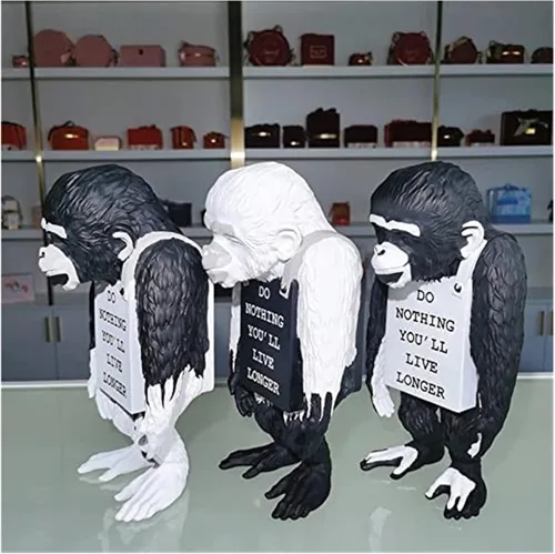 Vista 5 de Escultura de mesa, adornos de escritorio de moda, figurita de decoración de arte, accesorios de estatua de mono, decoración de arte callejero