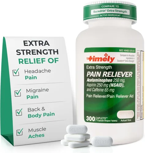 Vista 10 de TIME-Cap Labs Acetaminofeno extra fuerte 250mg con aspirina 250mg y cafeína 65mg comprimidos – Alivio del dolor de triple acción para migrañas