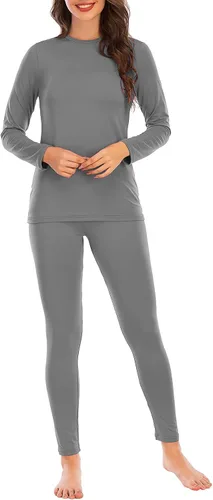 Vista 2 de American Trends Conjunto de ropa interior térmica para mujer, ropa interior larga con forro polar, parte superior e inferior, conjuntos térmicos