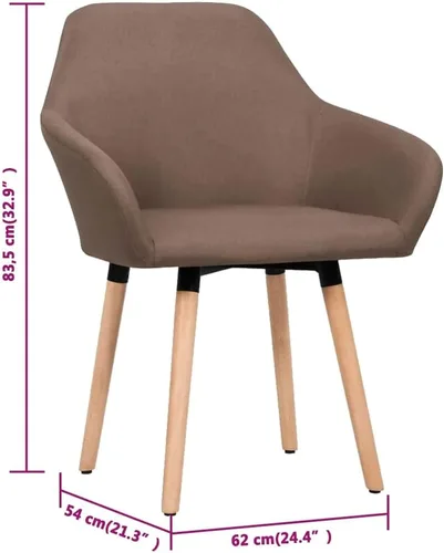 Vista 2 de Modern Brown Fabric Dining Chair Set, Ergonomic Comfort for Kitchen Dining Room, Solid Wood Legs, Easy Care