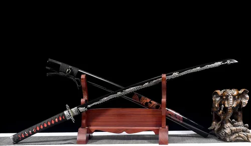 Vista 3 de Espada japonesa hecha a mano del dragón Katana Samurai de 41 pulgadas 1095 de acero al carbono