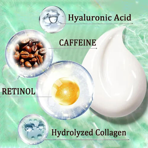 Vista 4 de Crema de ojos con retinol y cafeína para ojeras, hinchazón y arrugas, fórmula antienvejecimiento probada por dermatólogos, hidratación ligera