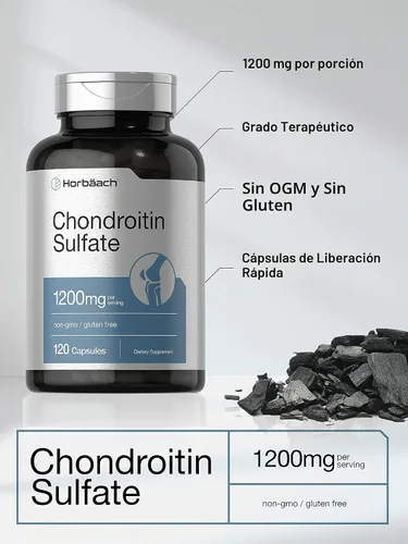 Vista 3 de Horbaäch Condroitina Sulfato 1200mg 120 Cápsulas Suplemento sin OMG y sin gluten