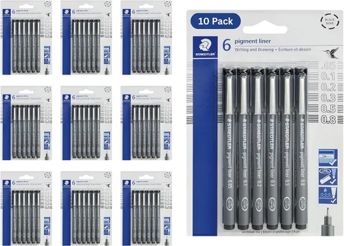 Vista 8 de Paquete de Delineadores Pigmento Staedtler, Negro, 6 Lápices, Anchos de Línea Surtidos, 0.05mm, 0.1mm, 0.2mm, 0.3mm, 0.5mm, 0.8mm