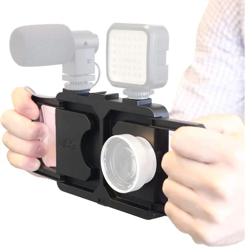 Vista 5 de Melamount MM-IPHONE7PLUS Estabilizador de video Pro Multimedia Rig para Apple iPhone 7 Plus y 8 Plus