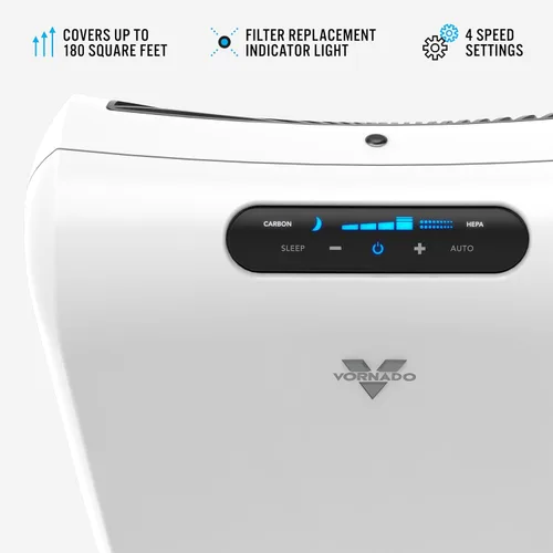 Vista 2 de Vornado Purificador de aire AC550 con filtro HEPA verdadero, captura alérgenos, humo, olores, polen, polvo, caspa de mascotas