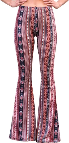 Vista 9 de Daisy Del Sol - Pantalones de yoga cómodos y elásticos de cintura alta, estilo boho de los 70 con parte inferior acampanada Baya