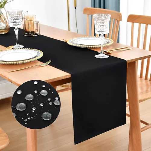 Vista 22 de Faux Linen Small Table Runner Water Resistant 13 x 36 in, Brown Farmhouse Short Table Runners, Coffee Table Runner, Dresser Runners for Bedroom