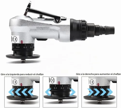 Vista 4 de SI FANG Mini Herramienta de Biselado Neumática con Cuchillas de Repuesto, Insertos y Rodamientos, Herramienta de Desbarbado de Chaflán de Aire de 45