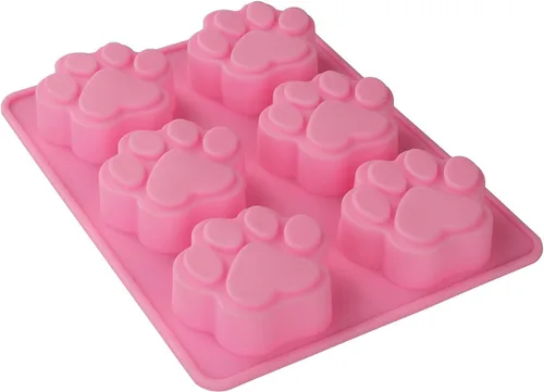 Vista 6 de Molde de silicona en forma de pata de perro para cachorros, gatos, 2 unidades, 6 cavidades, molde de silicona para chocolate, bandeja para cubitos