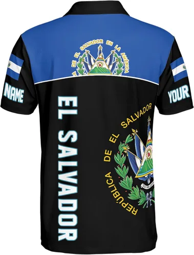 Vista 3 de ThuhaTree Store - Camisa polo personalizada de El Salvador para hombres y mujeres, S-5XL, polo de El Salvador para mujer, polo El Salvador