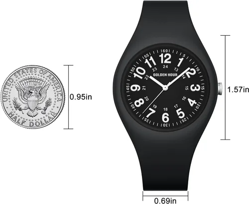 Vista 4 de GOLDEN HOUR Relojes deportivos impermeables analógicos unisex para enfermeras, profesionales médicos, estudiantes, esfera militar brillante y fácil