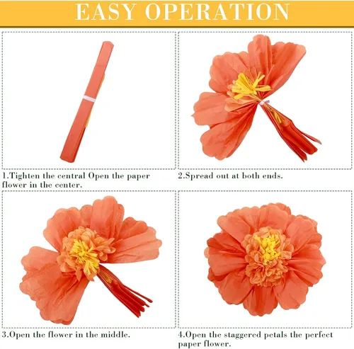 Vista 3 de Canlierr Paquete de 40 suministros de decoración de fiesta tropical, papel de seda grande, flores de hibisco, hojas de palma sintéticas, juego