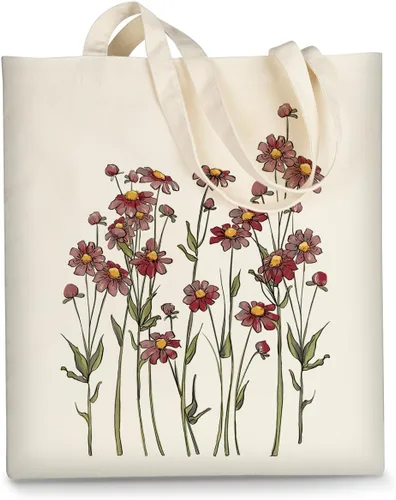 Vista 16 de AUSVKAI Bolsa de lona estética para mujer, lindas bolsas de algodón reutilizables de tela para ir de compras, playa, regalos de moda