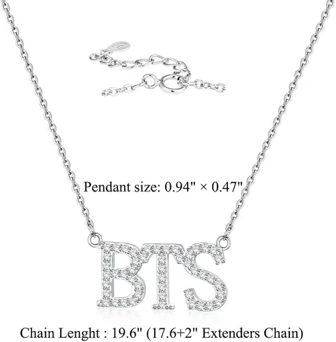 Vista 2 de YANENG KPOP Bangtan - Collar con colgante de circonita cúbica para fanáticos del ejército regalo para mujeres y niñas Metal Circonia cúbica