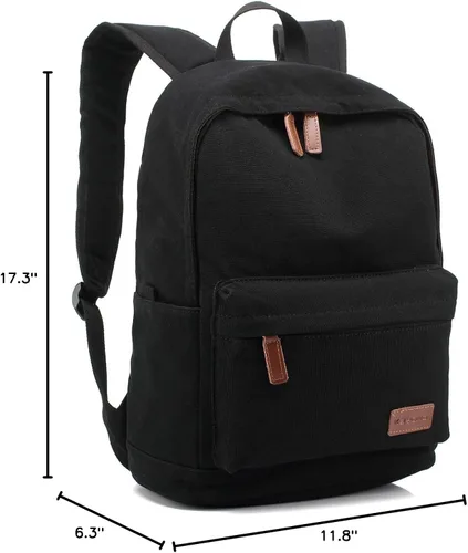 Vista 10 de kayond Bolsa de lona ligera para portátil de estilo casual, mochilas de viaje duraderas, mochila para hombres y mujeres, mochila de moda para Negro