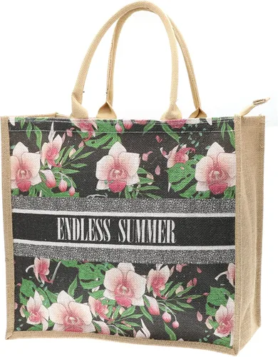 Vista 11 de JNF Bolsa de playa de yute para mujer, bolsa de arpillera con cremallera, reutilizable, con asa