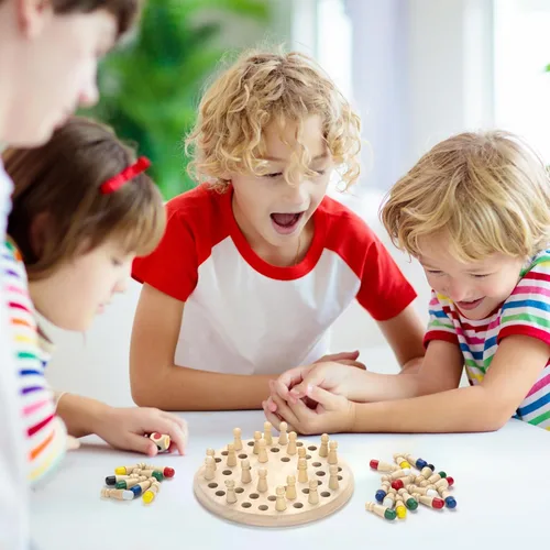 Vista 6 de Juego de Memoria de Ajedrez de Madera: Grandes Juegos de Mesa Familiares para Niños y Adultos, Juguete Educativo de Aprendizaje Montessori