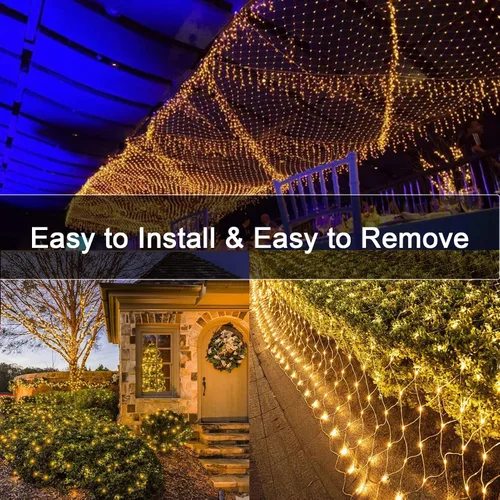 Vista 3 de echosari Luces de red para exteriores de 20 x 13 pies, enchufables con control remoto, 720 luces LED de red de Navidad IP68, totalmente impermeables
