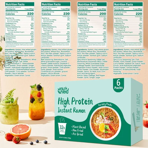 Vista 2 de VOLO VERO Tazas de fideos ramen instantáneos con alto contenido