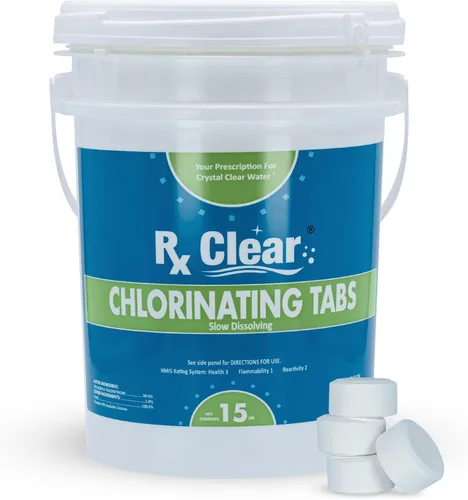 Vista 9 de Rx Clear Tabletas de cloro de 1 pulgada 5 libras Usar tabletas como bactericida, algicida y desinfectante en piscinas Estabilizadas, de larga