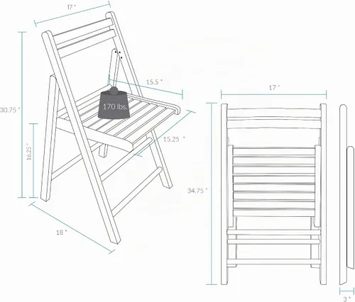 Vista 2 de Casual Home Juego de 2 sillas plegables de madera - Espresso