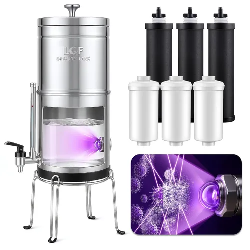 Vista 10 de LCF 𝐒𝐢𝐥𝐯𝐞𝐫 𝐈𝐨𝐧𝐬 Sistema de Filtro de Agua por Gravedad Mejorado, Alternativa Confiable al Sistema de Filtro de Agua Berkey, Estándar NSF/ANSI