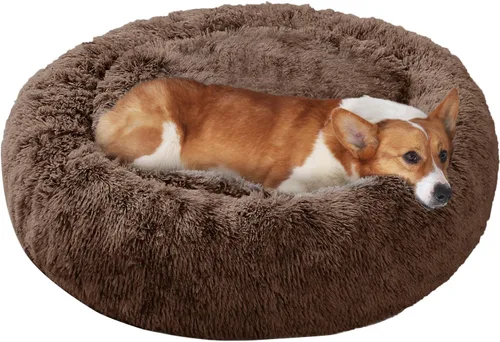 Vista 34 de JOLLYVOGUE - Cama para perros y gatos, cama relajante y antiestrés para mascotas y perros pequeños, cojín esponjoso en forma de dona para mascotas