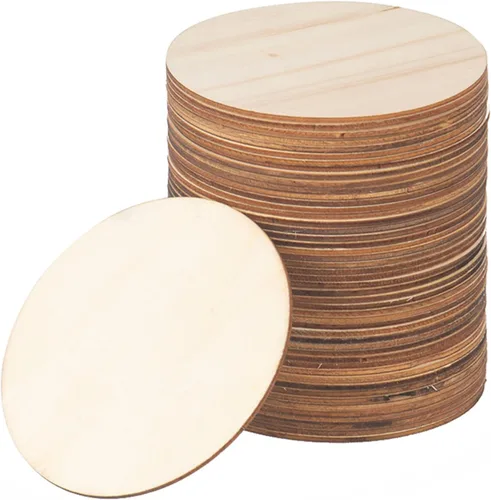 Vista 12 de 50 piezas de madera en blanco sin terminar, adornos de madera natural de 4 pulgadas para proyectos de manualidades y decoración de bodas de fiesta