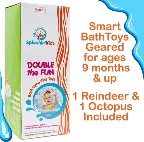 Vista 7 de Splashin'kids Juguetes de baño Doble la diversión Juguetes para bebés Juguetes de bañera de agua Juguetes para niños pequeños Pulpo giratorio