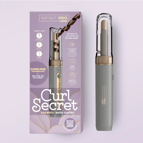 Vista 7 de INFINITIPRO by Conair Curl Secret MINI - Rizador automático de 1/2 pulgada, rizador de pelo inalámbrico para todo tipo de cabello y longitudes