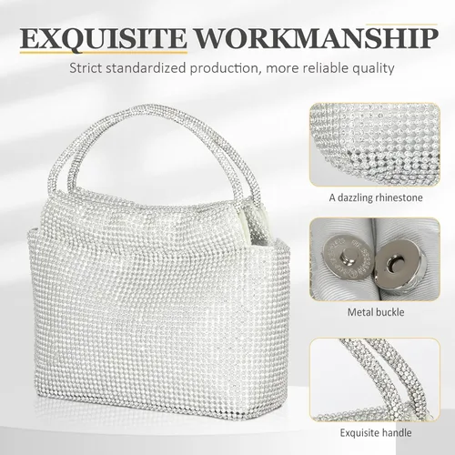 Vista 5 de Beaguful Bolsos de mujer con diamantes de imitación de cristal, bolsos de noche con purpurina