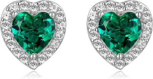 Vista 19 de Amazon Essentials Aretes de plata de ley con halo de corazón de zafiro blanco, (anteriormente colección Amazon)