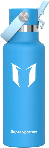 Vista 14 de Super Sparrow Botella de Agua Aislada - 17 Oz / 25 Oz / 34 Oz - Frasco FlipFlow de Boca Estándar - Libre de BPA, Botella a Prueba de Fugas
