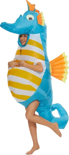 Vista 4 de COS"R"US Disfraz inflable de unicornio para adulto, disfraz inflable para adultos, disfraces de Halloween para hombres y mujeres, unicornio inflable