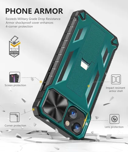 Vista 5 de SOiOS Funda para iPhone 16e 2025: Funda para iPhone 13 iPhone14 con soporte Funda protectora de grado militar a prueba de golpes TPU duradero