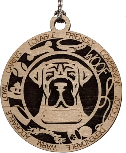 Vista 172 de Adorno de Navidad personalizado para perro Cavalier King Charles Spaniel, redondo de 3 pulgadas, madera cortada con láser de 2 capas, nombre y texto