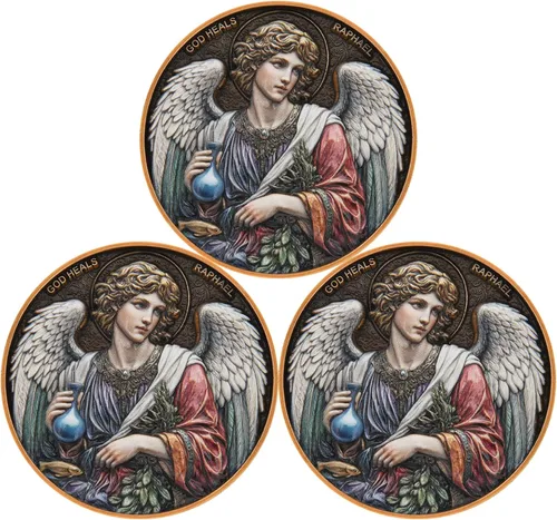 Vista 9 de Moneda de desafío Arcángel Rafael - Santo de curación, moneda de coleccionista de doble cara de 1.57 pulgadas