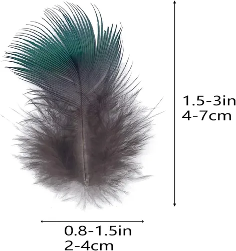 Vista 2 de 100 plumas de pavo real azul de 1.5 a 3 pulgadas pequeñas plumas naturales para atrapasueños artesanales