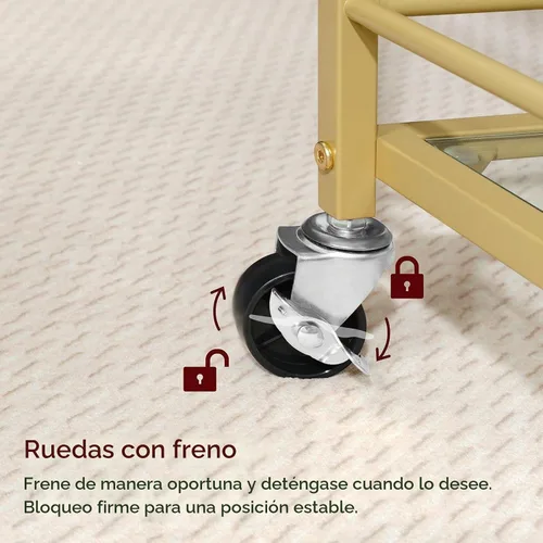 Vista 6 de MAHANCRIS Carrito de bar para el hogar, carrito de bebidas de 3 niveles con ruedas, carrito de servicio de bar en casa, carrito de mini bar