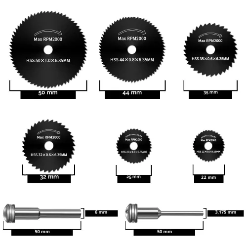 Vista 5 de Discos de corte para herramienta giratoria Dremel, 3 hojas de sierra diferentes para satisfacer tus diferentes necesidades, el juego de ruedas