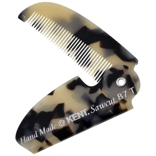 Vista 9 de Kent 87T - Peine de bolsillo plegable hecho a mano de grafito para hombres, peine alisador de pelo de dientes finos para el cuidado diario