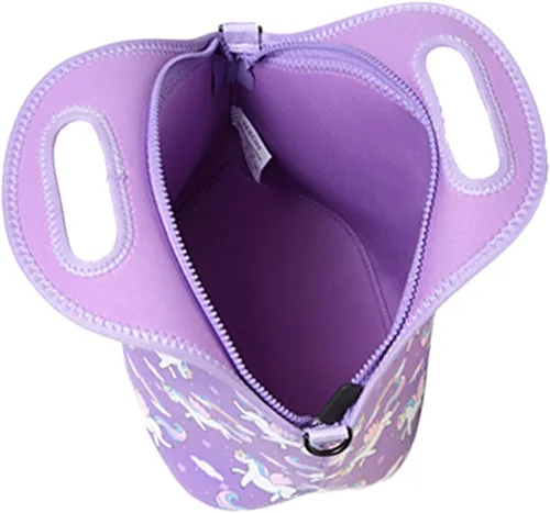 Vista 8 de VASCHY Lonchera para niños, bolsa de almuerzo ligera de neopreno para niños pequeños y niñas a la escuela, guardería, jardín de infantes, unicornio