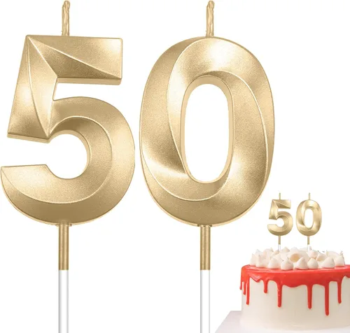 Vista 9 de Velas de 10º cumpleaños de oro champán - Velas de 10 números para decoración de pasteles