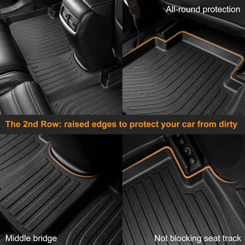 Vista 5 de Alfombrillas para todo tipo de clima y forro de carga para Volkswagen Atlas 2018-2026 (asientos de 6 pasajeros), juego completo de 3 filas